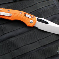 Microtech Knives- M.S.I. Ram-Lok Folder- Orange Tri-Grip Injection Molded Handle- Stonewash Plain Edge Blade 210T-10 PMOR