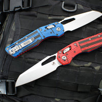 Microtech Knives- M.S.I. Ram-Lok Folder- US Flag Finished Tri-Grip Injection Molded Handle- Stonewash Plain Edge Blade 210T-10 PMUSAFLAG