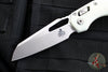 Microtech Knives- M.S.I. Ram-Lok Folder- 30TH ANNIVERSARY- White Tri-Grip Injection Molded Handle- Stonewash Plain Edge Blade 210T-10 PMWH30