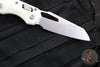 Microtech Knives- M.S.I. Ram-Lok Folder- 30TH ANNIVERSARY- White Tri-Grip Injection Molded Handle- Stonewash Plain Edge Blade 210T-10 PMWH30