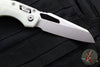 Microtech Knives- M.S.I. Ram-Lok Folder- White Tri-Grip Injection Molded Handle- Stonewash Plain Edge Blade 210T-10 PMWH