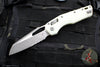 Microtech Knives- M.S.I. Ram-Lok Folder- White Tri-Grip Injection Molded Handle- Apocalyptic Part Serrated Edge Blade 210T-11 APPMWH