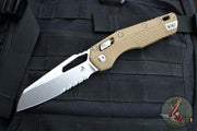 Microtech Knives- M.S.I. Ram-Lok Folder- FDE Tri-Grip Injection Molded Handle- Stonewash Part Serrated Edge Blade 210T-11 IMDE