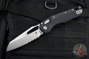 Microtech Knives- M.S.I. Ram-Lok Folder- Black Tri-Grip Injection Molded Handle- Stonewash Part Serrated Edge Blade 210T-11 PMBK