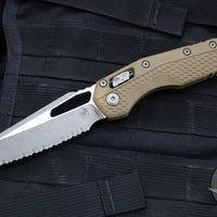 Microtech Knives- M.S.I. Ram-Lok Folder- Dark Earth Tri-Grip Injection Molded Handle- Apocalyptic Full Serrated Edge Blade 210T-12 APPMDE