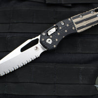 Microtech Knives- M.S.I. Ram-Lok Folder- US Flag Finished Tri-Grip Injection Molded Handle- Stonewash Full Serrated Edge Blade 210T-12 PMFLAG