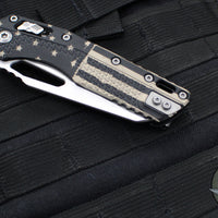 Microtech Knives- M.S.I. Ram-Lok Folder- US Flag Finished Tri-Grip Injection Molded Handle- Stonewash Full Serrated Edge Blade 210T-12 PMFLAG