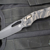 Microtech Knives- M.S.I. Ram-Lok Folder- Tiger Stripe Camo Finished Tri-Grip Injection Molded Handle- Black Apocalyptic Plain Edge Blade- Bronzed Apocalyptic HW 210T-1 APPMTSC-V4W2
