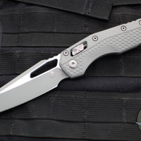 Microtech Knives- M.S.I. Ram-Lok Folder- Bull Shark Gray Tri-Grip Injection Molded Handle- Cerakoted Bull Shark Gray Plain Edge Blade- Bead Blast Hardware 210T-1 PMCBG