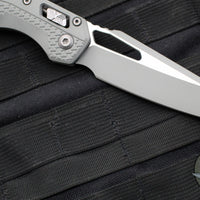 Microtech Knives- M.S.I. Ram-Lok Folder- Bull Shark Gray Tri-Grip Injection Molded Handle- Cerakoted Bull Shark Gray Plain Edge Blade- Bead Blast Hardware 210T-1 PMCBG