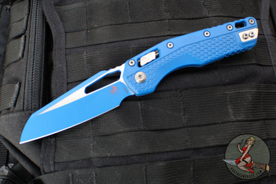 Microtech Knives- M.S.I. Ram-Lok Folder- Blue Finished Tri-Grip Injection Molded Handle- Cerakoted Blue Plain Edge Blade 210T-1 PMCBL