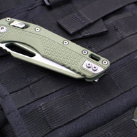 Microtech Knives- M.S.I. Ram-Lok Folder- Vintage Green Tri-Grip Injection Molded Handle- Cerakoted Vintage Green Plain Edge Blade- Apocalyptic Hardware 210T-1 PMCVG