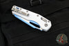 Microtech Knives- M.S.I. Ram-Lok Folder- White Tri-Grip Injection Molded Handle- Sky Blue Plain Edge Blade 210T-1 PMCWH-Y7