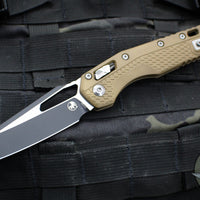 Microtech Knives- M.S.I. Ram-Lok Folder- Dark Earth Tri-Grip Injection Molded Handle- Black Plain Edge Blade- Bead Blast Hardware 210T-1 PMDE