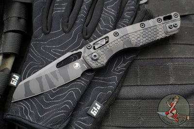 Microtech Knives- M.S.I. Ram-Lok Folder- Midnight Tiger Stripe Camo Finished Tri-Grip Injection Molded Handle- Black Finished Blade 210T-1 PMTEC-X8Z4