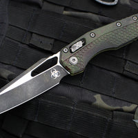 Microtech Knives- M.S.I. Ram-Lok Folder- Outbreak Green Finished Tri-Grip Injection Molded Handle- Black Plain Edge Blade- 210T-1 PMOBS