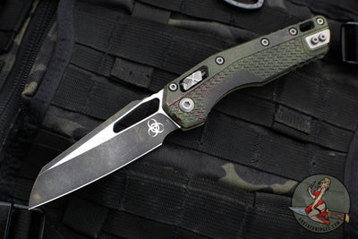 Microtech Knives- M.S.I. Ram-Lok Folder- Outbreak Green Finished Tri-Grip Injection Molded Handle- Black Plain Edge Blade- 210T-1 PMOBS