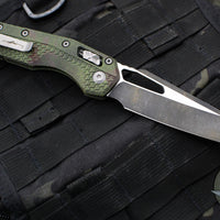 Microtech Knives- M.S.I. Ram-Lok Folder- Outbreak Green Finished Tri-Grip Injection Molded Handle- Black Plain Edge Blade- 210T-1 PMOBS