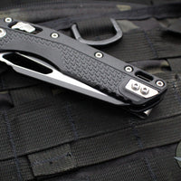 Microtech Knives- M.S.I. Ram-Lok Folder- Black Tri-Grip Injection Molded Handle- Black Full Serrated Edge Blade- Bead Blast Hardware 210T-3 PMBK