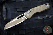 Microtech Knives- M.S.I. Ram-Lok Folder- Dark Earth Tri-Grip Injection Molded Handle- Cerakoted Dark Earth Full Serrated Edge Blade- Bead Blast Hardware 210T-3 PMCDE