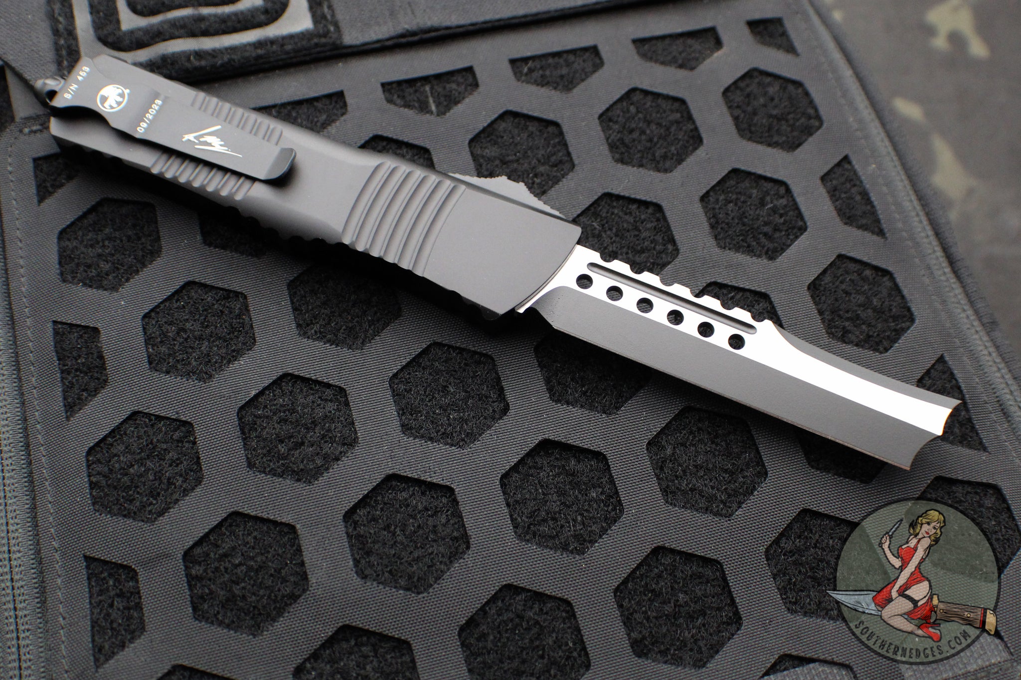 Microtech Combat Hellhound Razor OTF Knife Tactical Black Handle Bl