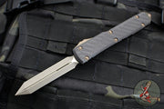 Microtech Ultratech OTF Knife- Spartan Edge- Carbon Fiber Top- Bronzed Apocalyptic Blade 223-13 APCFS SN04
