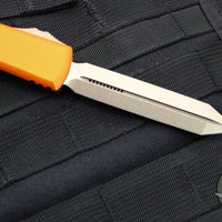 Microtech Ultratech OTF Knife- Spartan Edge- Orange Handle- Bronzed Blade 223-13 OR