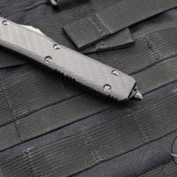 Microtech Ultratech OTF Knife- Spartan Edge- Carbon Fiber Top Handle- Black DLC Blade 223-1 DLCTCFS SN010