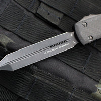 Microtech Ultratech OTF Knife- Spartan Edge- Carbon Fiber Top Handle- Black DLC Blade 223-1 DLCTCFS SN060