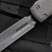 Microtech Ultratech OTF Knife- Spartan Edge- Carbon Fiber Top Handle- Black DLC Blade 223-1 DLCTCFS SN060