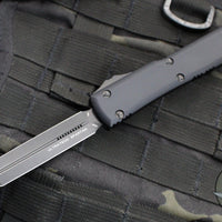 Microtech Ultratech OTF Knife- Spartan Edge- Black Handle- Black DLC Blade 223-1 DLCT SN091