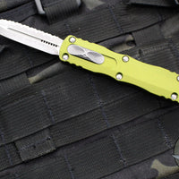 Microtech Dirac OTF Knife- Double Edge- OD Green Handle- Apocalyptic Full Serrated Blade 225-12 APOD