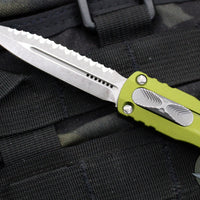 Microtech Dirac OTF Knife- Double Edge- OD Green Handle- Apocalyptic Full Serrated Blade 225-12 APOD