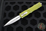 Microtech Dirac OTF Knife- Double Edge- OD Green Handle- Stonewash Full Serrated Blade 225-12 OD