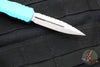 Microtech Dirac OTF Knife- Double Edge- Turquoise Handle- Stonewash Full Serrated Blade  225-12 TQ
