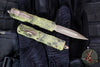 Microtech Dirac OTF Knife- Double Edge- Bazooka Green Hex Camo Finished Handle- Bronzed Apocalyptic Blade 225-13 APBOHXCS