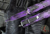 Microtech Dirac OTF Knife- Double Edge- Black/Purple Hex Camo Finished Handle And Plain Edge Blade 225-1 BKPUHXCS