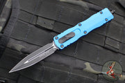 Microtech Dirac OTF Knife- Double Edge- Blue Handle- Black Blade HW 225-1 BL