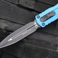 Microtech Dirac OTF Knife- Double Edge- Blue Handle- Black Blade HW 225-1 BL