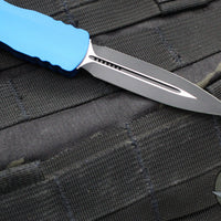 Microtech Dirac OTF Knife- Double Edge- Blue Handle- Black Blade HW 225-1 BL