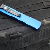 Microtech Dirac OTF Knife- Double Edge- Blue Handle- Black Blade HW 225-1 BL