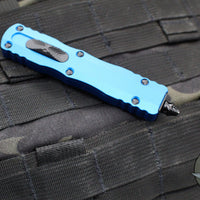 Microtech Dirac OTF Knife- Double Edge- Blue Handle- Black Blade HW 225-1 BL