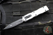 Microtech Dirac OTF Knife- Double Edge- Clear Finished Handle- Black Blade 225-1 CR