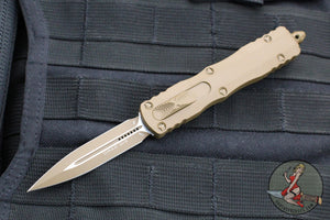 Microtech Dirac OTF Knife- Double Edge- Cerakoted Tan Finished Handle- Tan Blade- Tan HW 225-1 CTA