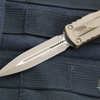 Microtech Dirac OTF Knife- Double Edge- Cerakoted Tan Finished Handle- Tan Blade- Tan HW 225-1 CTA