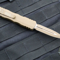 Microtech Dirac OTF Knife- Double Edge- Cerakoted Tan Finished Handle- Tan Blade- Tan HW 225-1 CTA