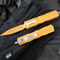 Microtech Dirac OTF Knife- Double Edge- Cerakote Tequila Sunrise Finished Handle- Tequila Sunrise Finished Blade 225-1 TE-C17Z15