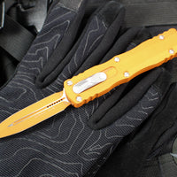 Microtech Dirac OTF Knife- Double Edge- Cerakote Tequila Sunrise Finished Handle- Tequila Sunrise Finished Blade 225-1 TE-C17Z15
