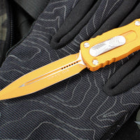 Microtech Dirac OTF Knife- Double Edge- Cerakote Tequila Sunrise Finished Handle- Tequila Sunrise Finished Blade 225-1 TE-C17Z15