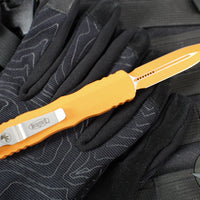 Microtech Dirac OTF Knife- Double Edge- Cerakote Tequila Sunrise Finished Handle- Tequila Sunrise Finished Blade 225-1 TE-C17Z15